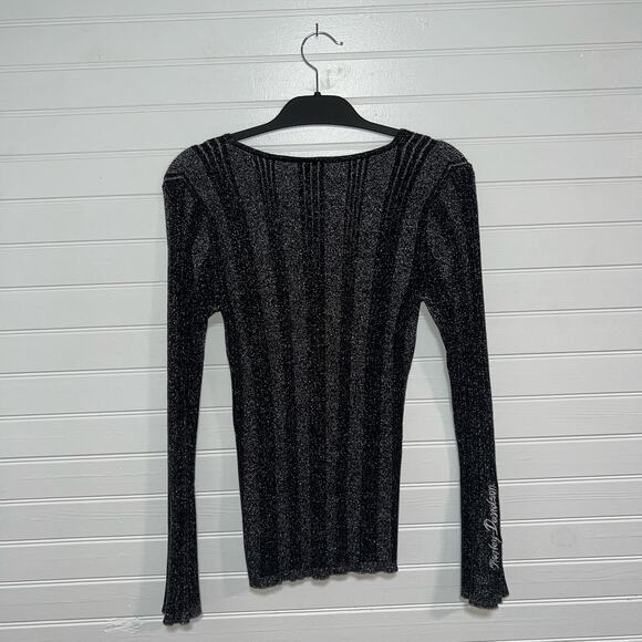 Harley Davidson Vintage 2007 Size Medium Sparkly Shimmer Goth Punk Grunge Shirt - Picture 3 of 11